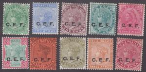 1900 Military, QV set of 10 optd. ”C.E.F.”, SG C1-10, MLH. Fine.