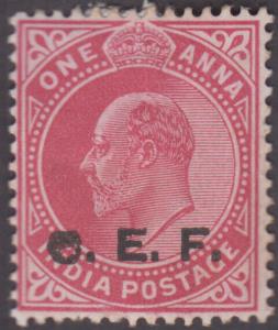 1905 Military, KED VII 1a, carmine, optd. ”C.E.F.”, error ”optd. double, one albino”, SG C