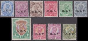 1914 Military, KGV set of 10 optd. ”C.E.F.”, SG C23-34, missing 3a. Scarce, fine.