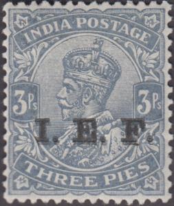 1914 Military, KGV 3p, grey, optd. ”I.E.F.”, error ”optd. double”, SG E1C, MNH. Scarce, fi