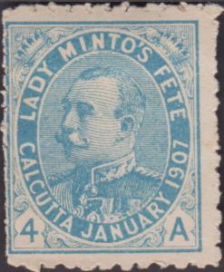 1907 Lady Minto Fete label, 4a, blue, MNH. Superb condition.
