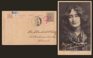 1907 Tuck’s PPC showing photograph of Miss Maude Leslie, famous actress, bearing KDVII 3ps