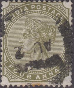 1882-90 Empire QV 4a, olive green, SG 96w, inverted wmk Scarce, fine used.