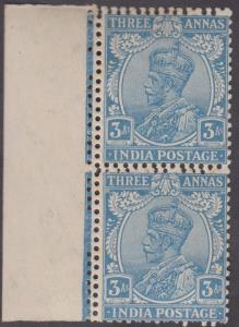 1926-33 KGV 3a, blue pair, error ”Double perforation”, MNH, Fine.