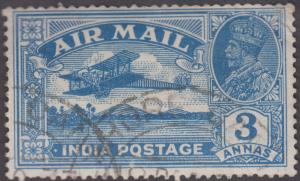 1929 Air Mail, KGV 3a blue, SG 221a, variety ”Q” for ”O” in ”POSTAGE”, Dave type 31, fine 