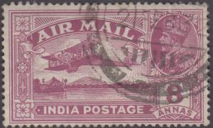 1929 Air Mail, KGV 8as, purple, SG 224a, variety ”Tree top missing”, used, very scarce, fi