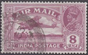 1929 Air Mail, KGV 8as purple, SG 224b, variety ”Reversed serif”, Cat val. £ 850, used, ve