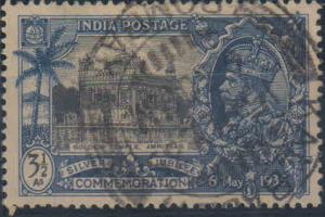1935 Silver Jubilee, KGV 3 1/2a, black and dull ultramarine, SG 245a, error ”Bird flaw”, u