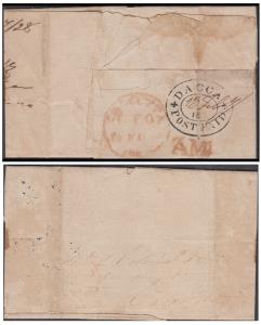 1828 entire with clear oval strike of ”DACCA/POST PAID”, Giles 6 and circular ”CALCUTTA/GP
