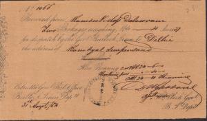 1854 Bullock Train Receipt for goods despatched by Train from Calcutta to Delhi bearing ’C