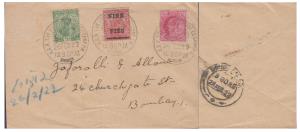 1922 Cover KGV 1/2a, 9p on 1a and KED VII 1a, each tied by ”H.R.H. THE PRINCE OF WALES CAM