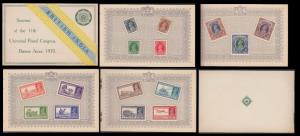 1939 British India Postage Stamp Souvenior, The XIth UPU Congress, Buennos Aires, affixed 