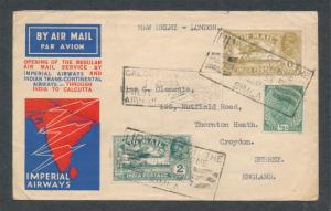 1933 Imperial Airways and Indian Trans-continental Airways, Calcutta —Karachi - London Fir