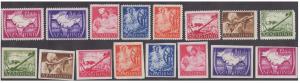 1943 Azad Hind, perf & imperf, set of 8 values each, 2 1/2a, orange-red missing in each, M