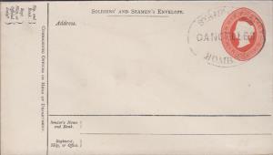 1879 PS Envelope, QV 9p, vermilion on white wove paper, Soldier’s & Seamen’s envelope, PV#