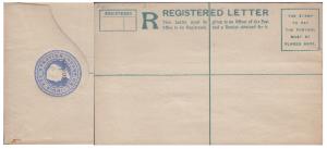 1897 PS Registered Envelope, QV 2a, blue on yellowish wove, PV#RE3, hand stamp ”SPECIMEN”,