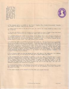 1944 PS stamped Airgraph form, KGVI 3a violet on cream, PV#AG1, folded, mint, fine.