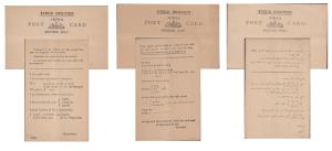 Lot of 6 Field Service India Post Cards, back side message written in Hindi, Punjabi, Engl