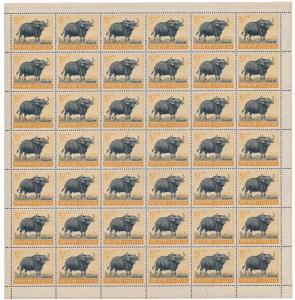 1963 Wild Life Preservation, Wmk Ashokan, set of 5, #392a, complete sheet of 42 and 35 X 4