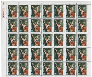 1976 Indian Wild Life, set of 4 stamps, #702a, complete sheet of 35 stamps each, hard to f