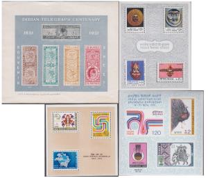Set of 4 Miniature Sheets, 1953 Telegraph Centenary souvenir sheet with minor stains and h