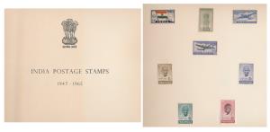 ”1947 -1965 India Postage Stamp” Special Presentation Album with Khadi cover, printed with
