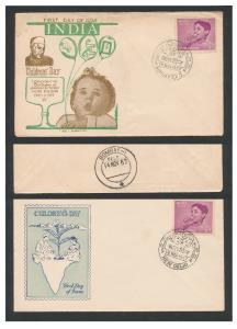 1957 Children’s Day, SG389, 2 single value private FDC’s depicting Child and Nehru, Thakka