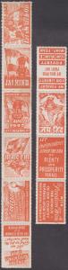 1947 Patriotic Labels, strip of 6 & strip of 4 patriotic labels Issued to celebrate Indepe