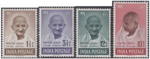 1948 Mahatma Gandhi, set of 4, #289a, SG 305-8, MNH, white gum.