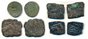 Sangam Age, Copper Unit (4), Cheras, obv. an elephant standing to right, with a trident in
