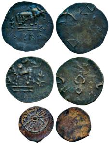 Later Satavahanas of Banawasi region, Karnataka, (c. 250 AD), Potin (3), first Vishnurudra