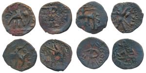 Kushanas, Huvishka (152-190 AD), Copper ½ Unit (4), obv. king holding ankush, riding an el