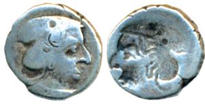 Western Kshatrapas, Silver Drachma, Error, obv. Brockage, nice deep and complete Lakhi imp
