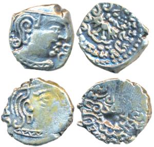 Kumaragupta (AD 414-455) Silver Drachma (2), obv. bust of the king to right, rev. stylized