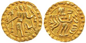 Post Gupta Bengal (c. 675-700), Eastern Bengal Samatata region, Gold Dinar, 5.64g, ’Horse’