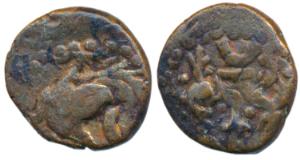 Kalachuris of Mahishmati, Krishnaraja, Silver Drachma, 1.53g, obv. bust of the ruler facin