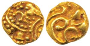 Western Gangas (10th-11th century AD), Gold Gajapati Fanam, .0.39g, obv. caparisoned eleph