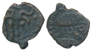 Imperial Pandyas, Jatavarman Sundara Pandya I (1251-1283 AD), Copper Kasu, obv. two fishes