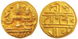 Vijayanagar Empire, Devaraya I (1406-1422 AD), Gold Pagoda, 3.36g, Shiva-Parvati seated, S