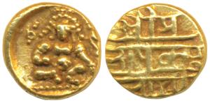 Vijayanagar Empire, Krishnadeva Raya (1509-1529 AD), Gold ½ Pagoda, 1.69g, Krishna as Bal 