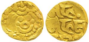 Muhammad bin Sam (AH 589-602, 1193-1206 AD), Gold Dinar, 4.22g, Lakshmi type, goddess Laks