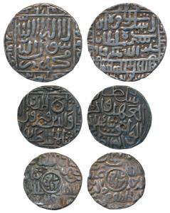Silver Tanka (3), Bengal, Ghiyath al-din Mahmud, Badr Shahi; Bahamani, Taj-ud-Din Firuz Sh