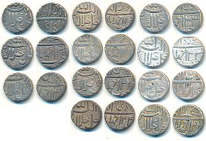 Akbar, Silver Rupee (11), Ahmedabad Mint, Ilahi type, Ten different months Farwardin (2), 