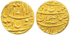 Shah Jahan, Gold Mohur, 10.91g, Surat Mint (mint name partially seen just below the Hijri 