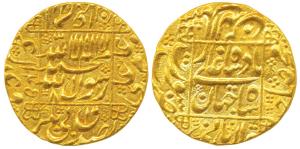 Shah Jahan, Gold Mohur, 10.94g, Surat Mint, AH 1045/8, legend within square area, complete