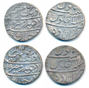 Aurangzeb, Silver Rupee (2), Itawa Mint, AH AH 1101/34 and 1102/34 (KM 300.39). Broad flan