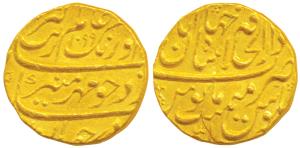 Aurangzeb, Gold Mohur, 10.89g, Dar al-Khilafat Shahjahanabad Mint, AH 1099/31, complete mi