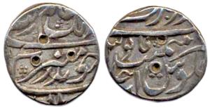 Aurangzeb, Silver ½ Rupee, 5.29g, Bandar-e-Mubarak Surat Mint (Surat, the Auspicious Port)