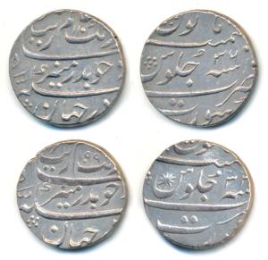 Aurangzeb, Silver Rupee (2), Surat Mint, AH 1099/32 and 1104/36 (KM 300.86). Nice mint lus