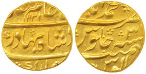 Shah Alam Bahadur, Gold Mohur, 11g, Muhammadabad (Bidar) Mint, AH 1121/3 (KM 356.9). Extre